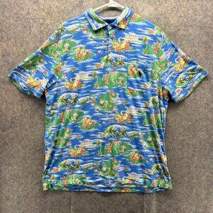 Vintage Ralph Lauren Polo Shirt Mens Large Blue Rare Palms Classic Hawaiian